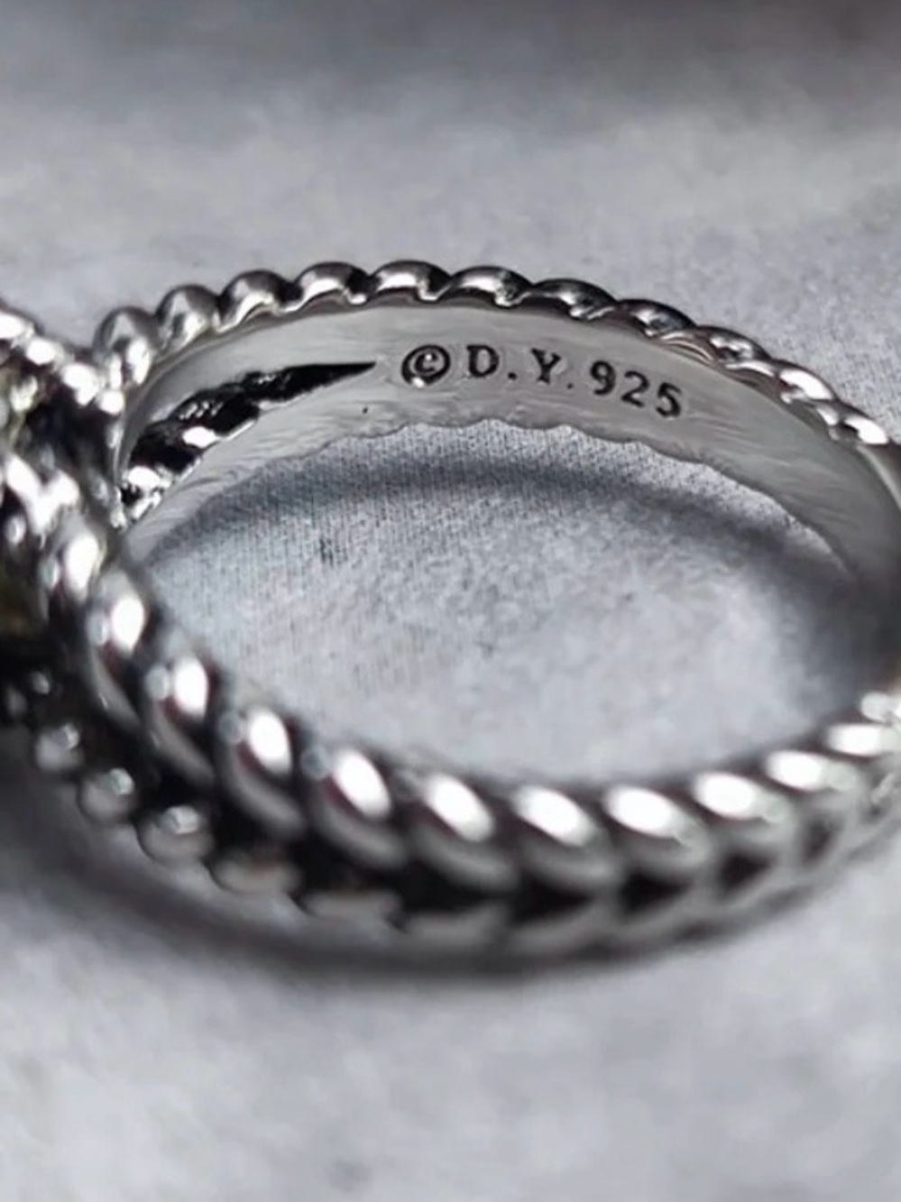 David Yurman Silver Rope Pearl Ring - Picture 4 of 5